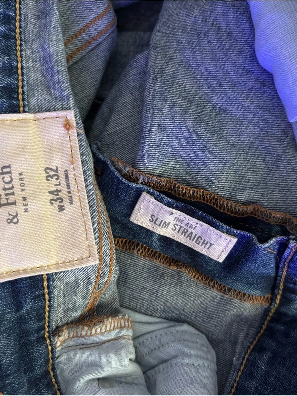 Abercrombie & Fitch Slim Straight Jeans Men's W34 L32 Medium Wash Denim